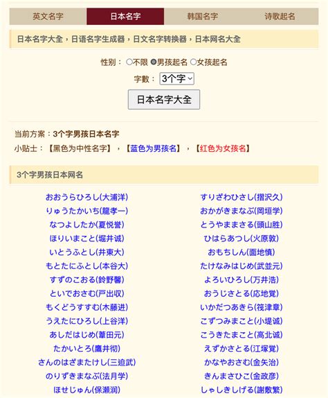 日本男性名字|日本名字產生器：逾7億個名字完整收錄 